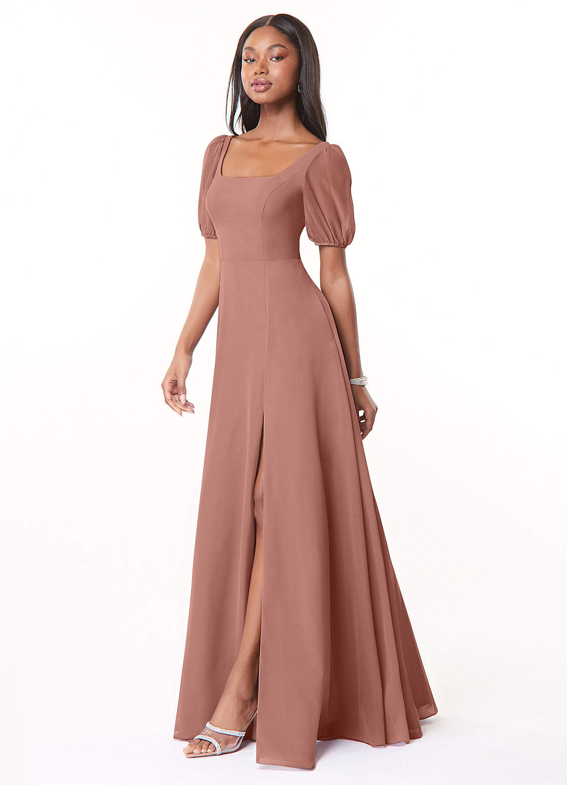 Azazie Alani Cedar Rose Chiffon Bridesmaid Dresses | Azazie CA