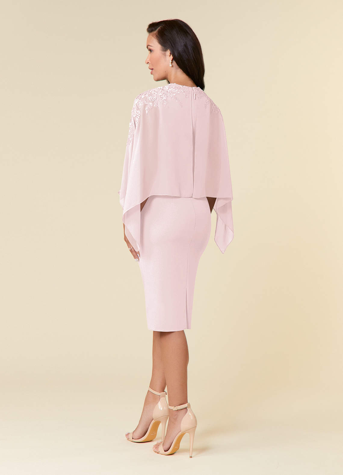 Azazie Maryam Mother of the Bride Dresses Blushing Pink Sheath Lace Chiffon Dress image2