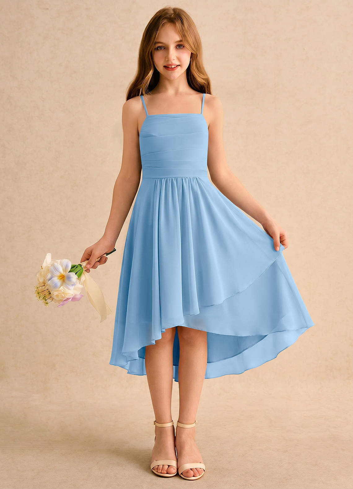 azazie twilight blue dress A-Line/Princess Square Neck Asymmetrical Chiffon Girl Formal Dresses Color:Antique Rose line skirt made with karako suits locations A Guide to Modernizing