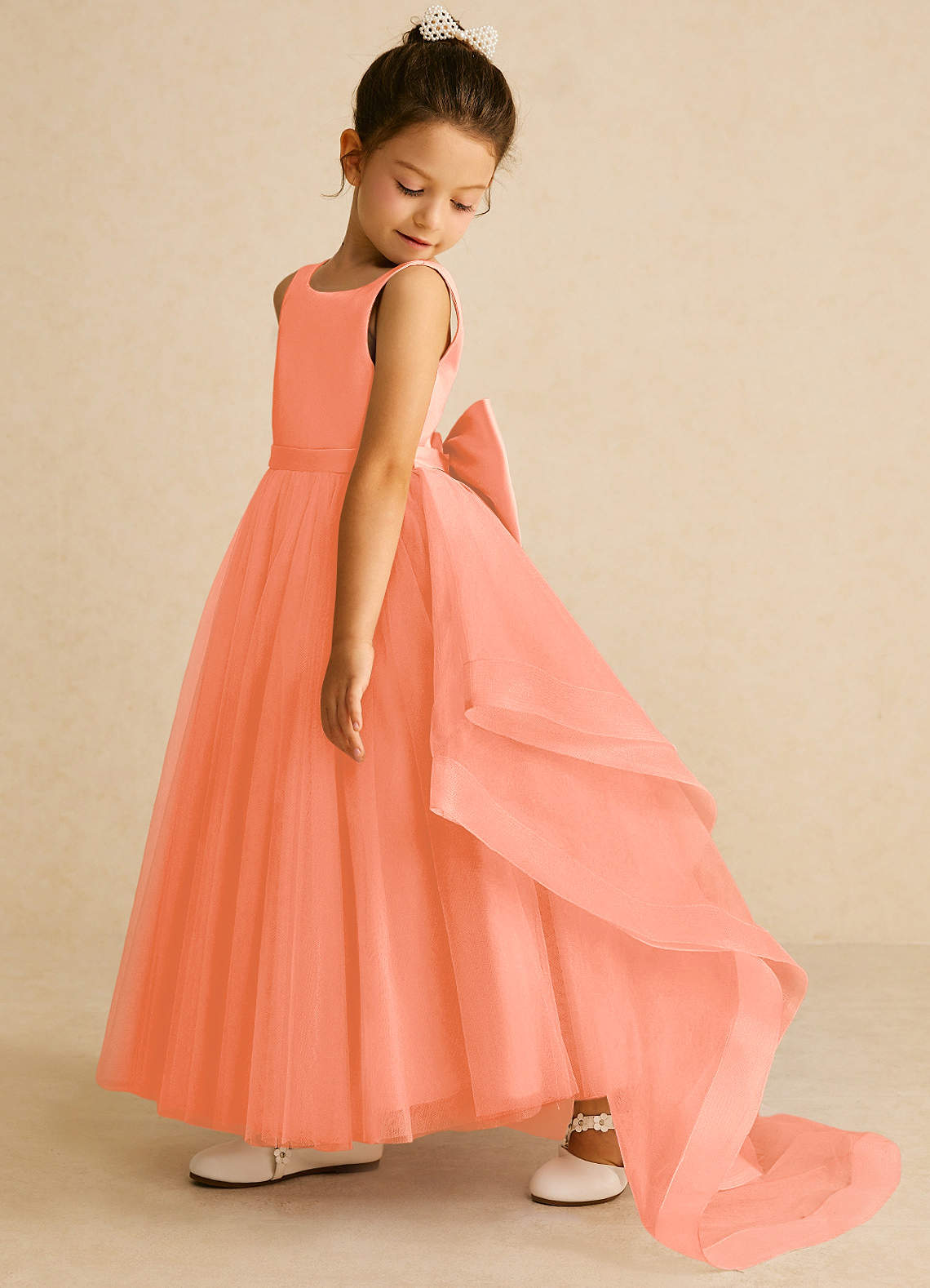 Azazie Pumpkin Flower Girl Dresses Sunset A-Line Convertible Tulle Dress image3