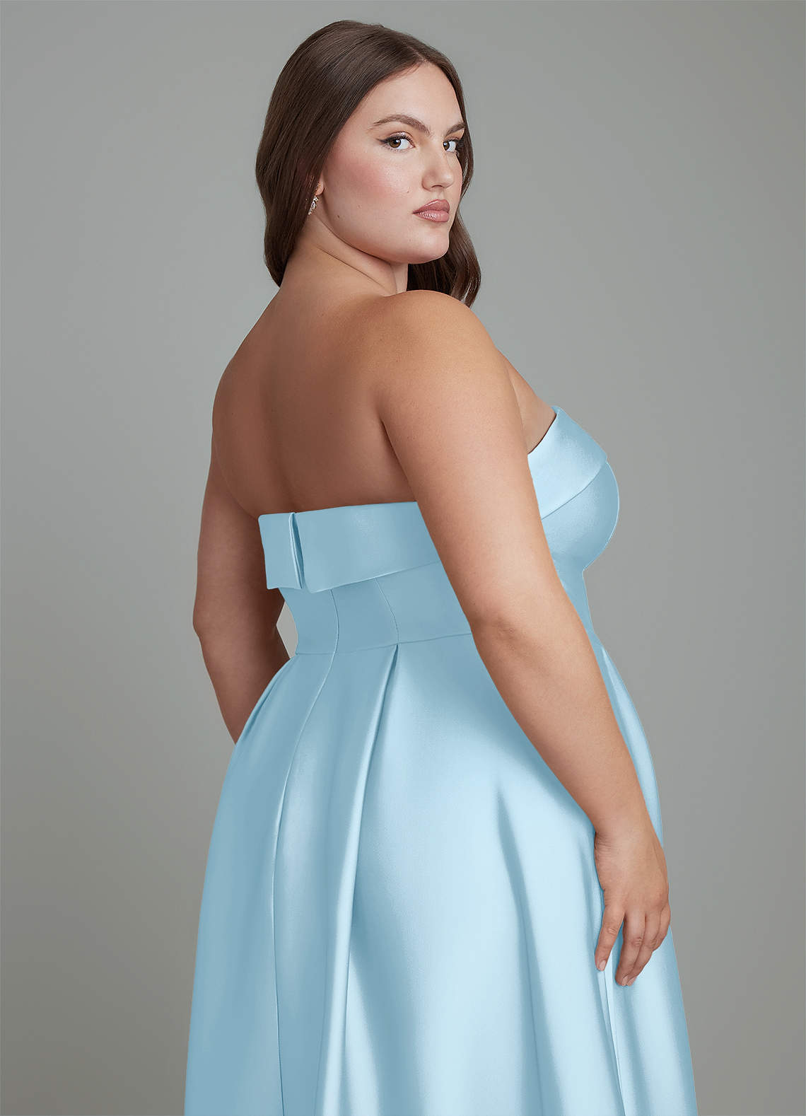 Azazie Lucienne Bridesmaid Dresses Sky Blue A-Line Strapless Stretch Satin Convertible Dress image9