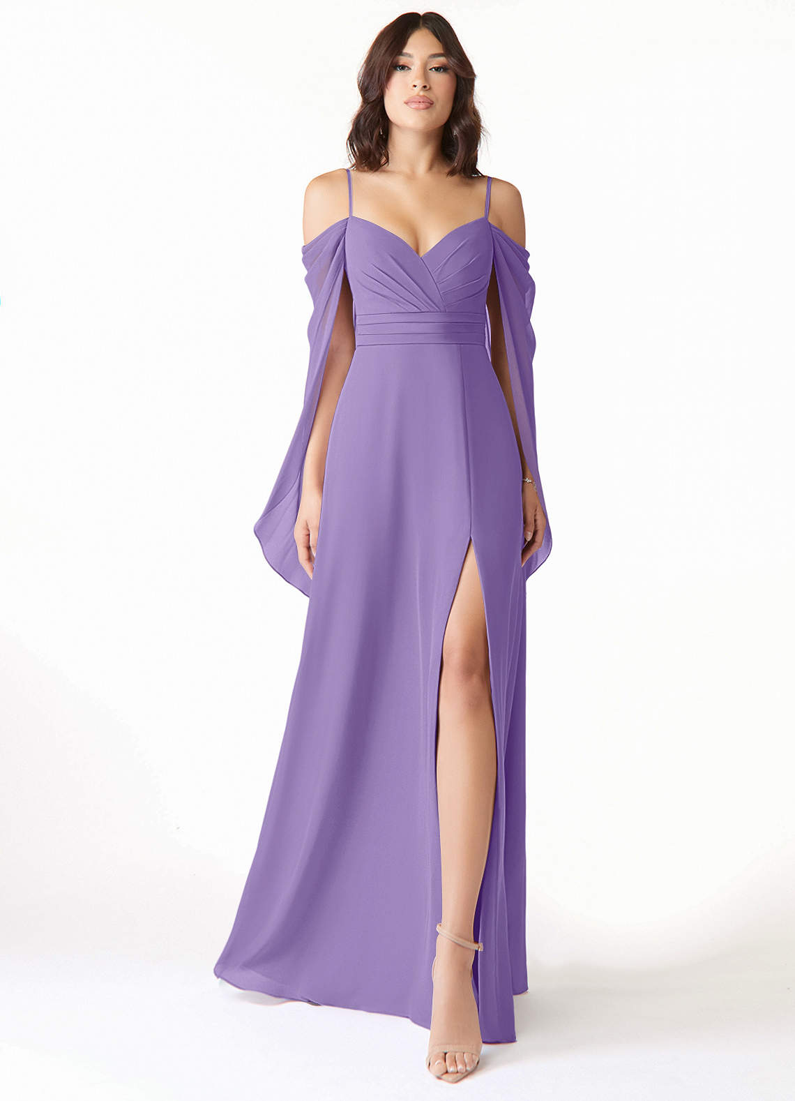 Azazie Cienna Jurken voor bruidsmeisjes Jurk van Chiffon met A-Lijn Off the Shoulder Tahiti image1
