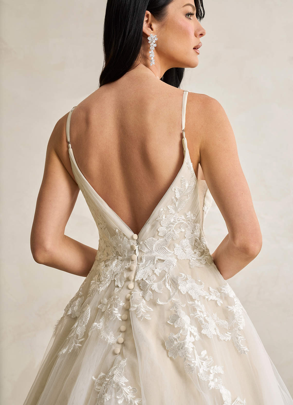 Azazie Rhodes Wedding Dresses Diamond White Champagne A-Line V-Neck Sequins Tulle Dress image6