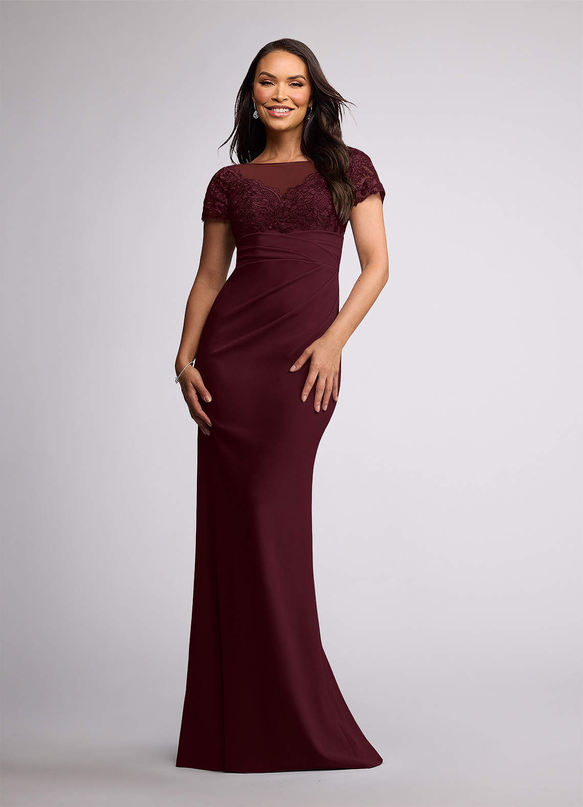 Azazie Susan Kleider für die Brautmutter Etui Spitze Stretch-Krepp Kleid Cabernetrot image1