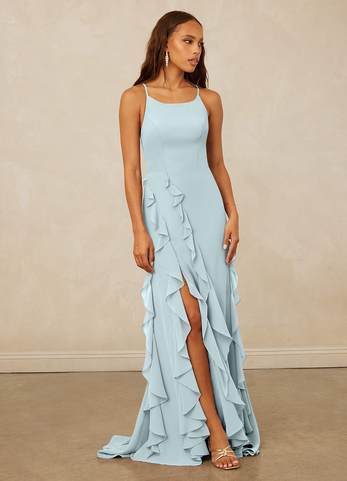 Christian Siriano Bridal for Azazie 1006 Bridesmaid Dresses Mist Mermaid Ruched Chiffon Dress image1