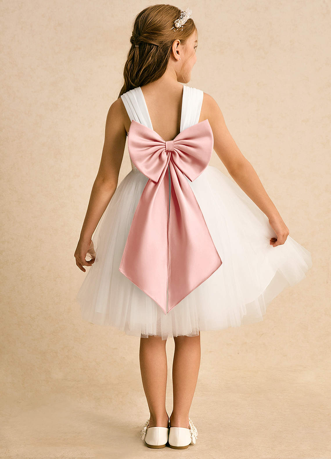 Azazie Dimple Flower Girl Dresses Ivory Rosette Ball-Gown Lace Tulle Dress image1