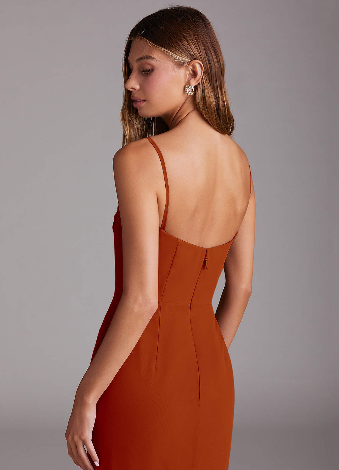 Azazie Saige Bridesmaid Dresses Paprika A-Line Off the Shoulder Chiffon Convertible Dress image8