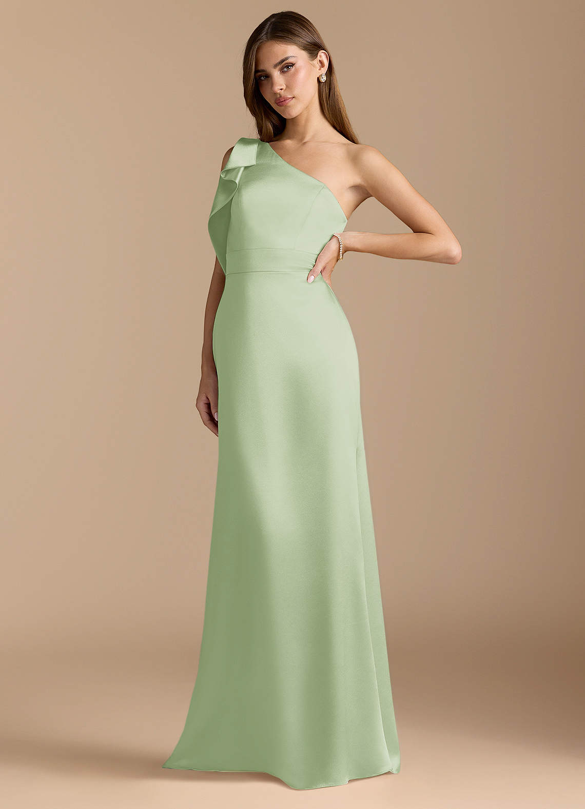 satin ruched dress in sage Satin Ruched Dress in Sage