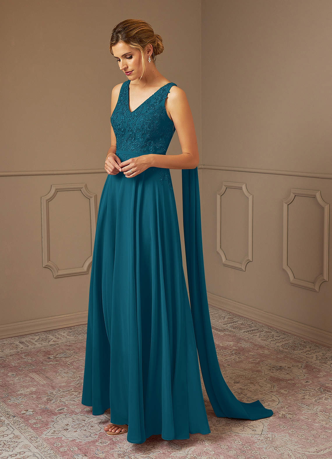 Azazie Joules Mother of the Bride Dresses Ink Blue A-Line Sequins Chiffon Dress image1
