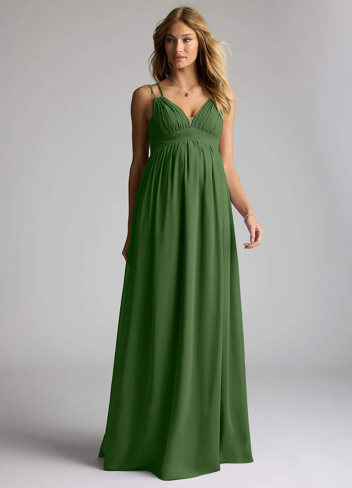 Azazie Emree Maternity Bridesmaid Dresses A-Line Chiffon Floor-Length Dress image1