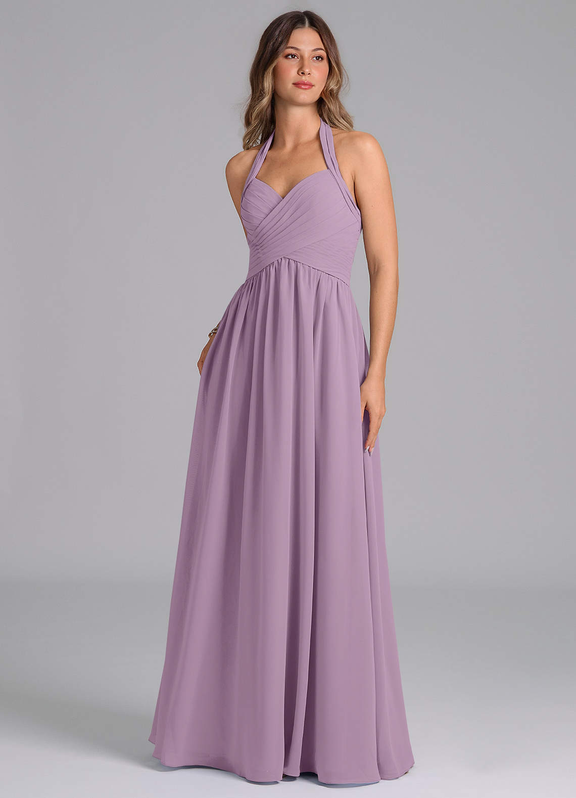 Azazie Darlyn Bridesmaid Dresses Wisteria A-Line Pleated Chiffon Dress image1
