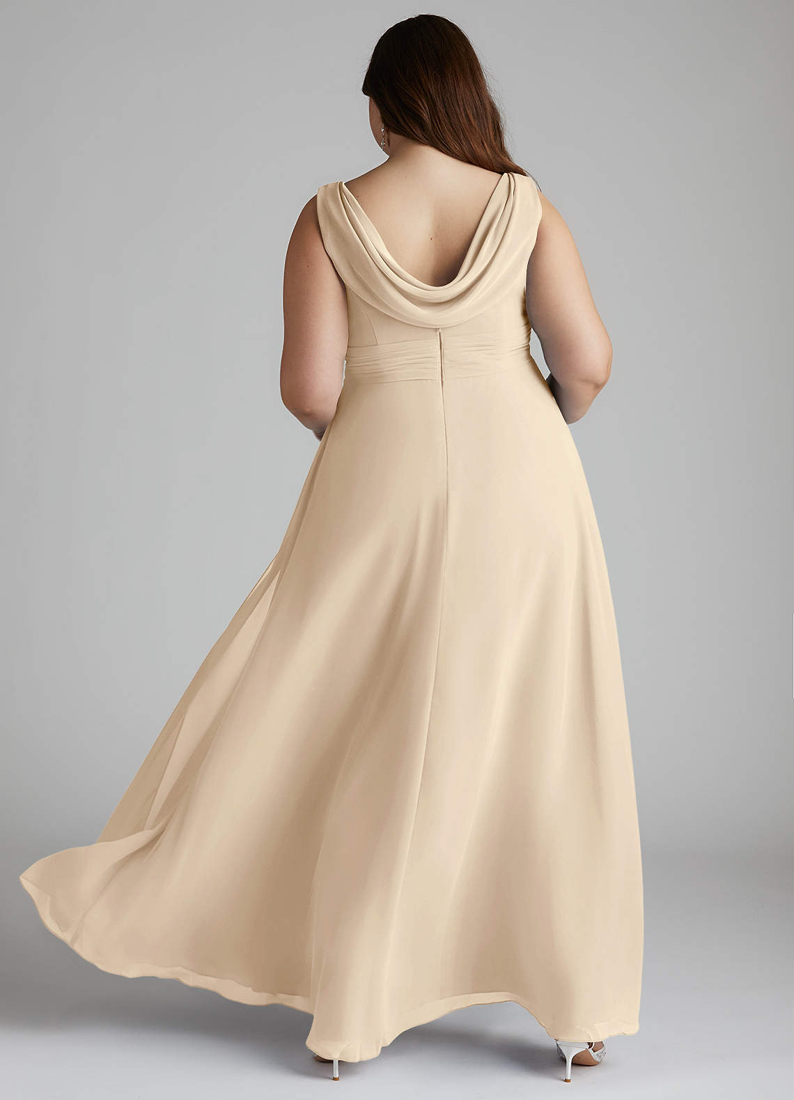 Azazie Karina Bridesmaid Dresses Champagne A-Line Pleated Chiffon Dress image8
