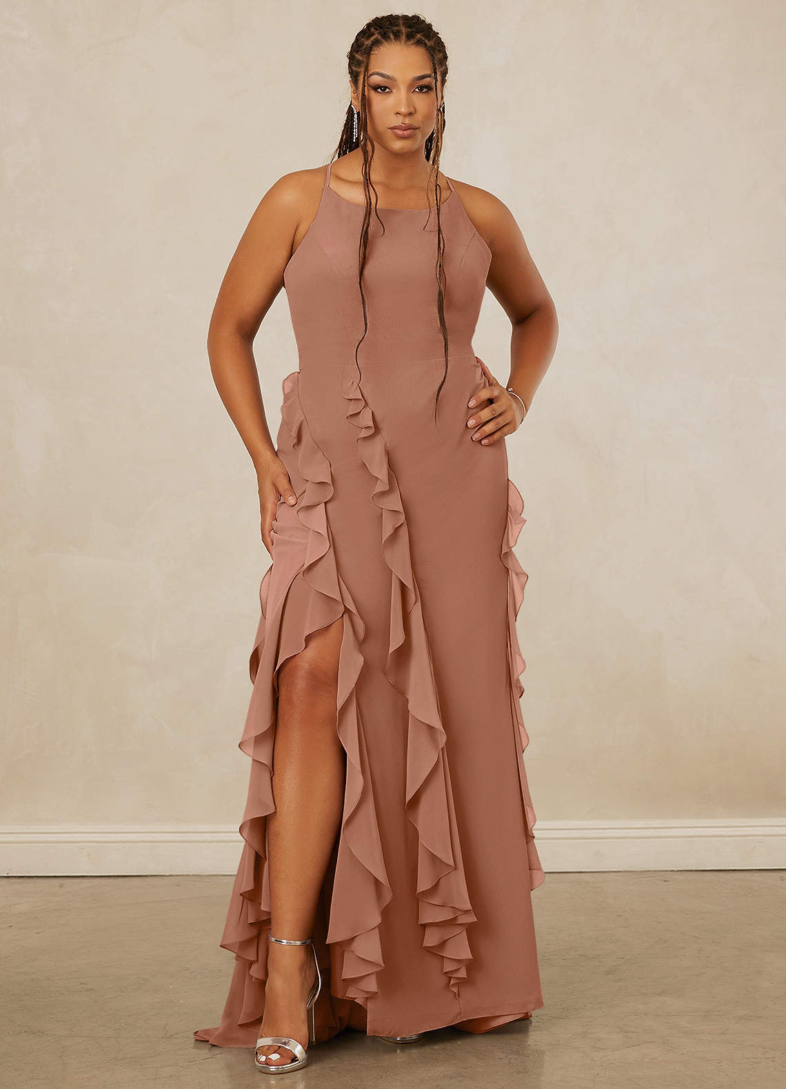 Christian Siriano Bridal for Azazie 1006 Final Sale Blue Jay Mermaid Ruched Chiffon Dress image1