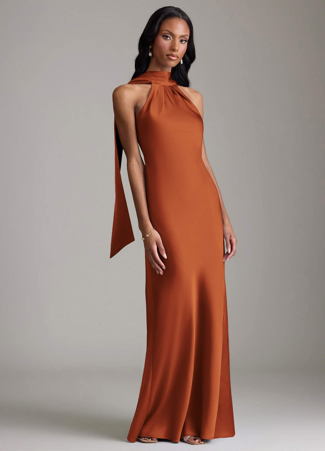 Dark Cinnamon Bridesmaid Dresses Azazie Cassiana Cinnamon Stretch Satin  Bridesmaid Dresses Azazie