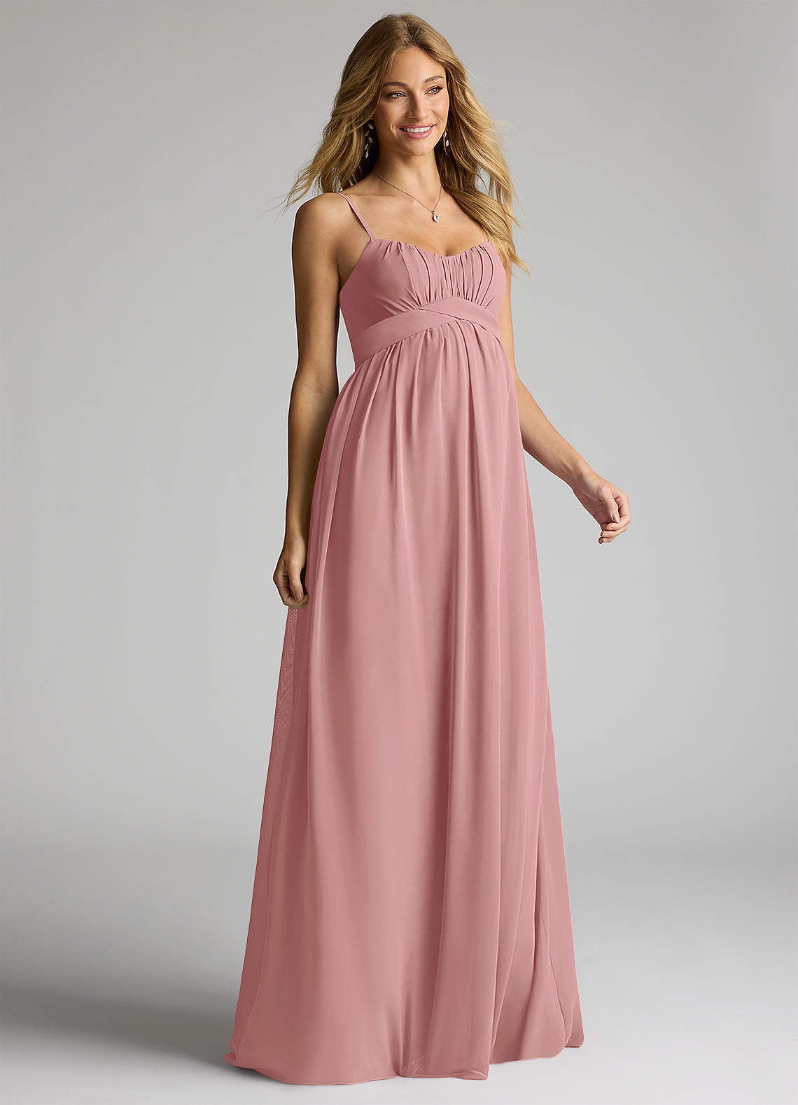 Azazie A-Line/Princess Sweetheart Floor-Length Chiffon Maternity Bridesmaid Dresses - Dusty Rose Azazie A-Line/Princess Sweetheart Floor-Length Chiffon Maternity Bridesmaid Dresses - Dusty Rose