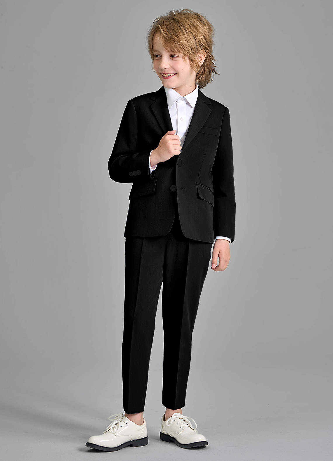 front Oliver Boys Black 2-Piece Suit