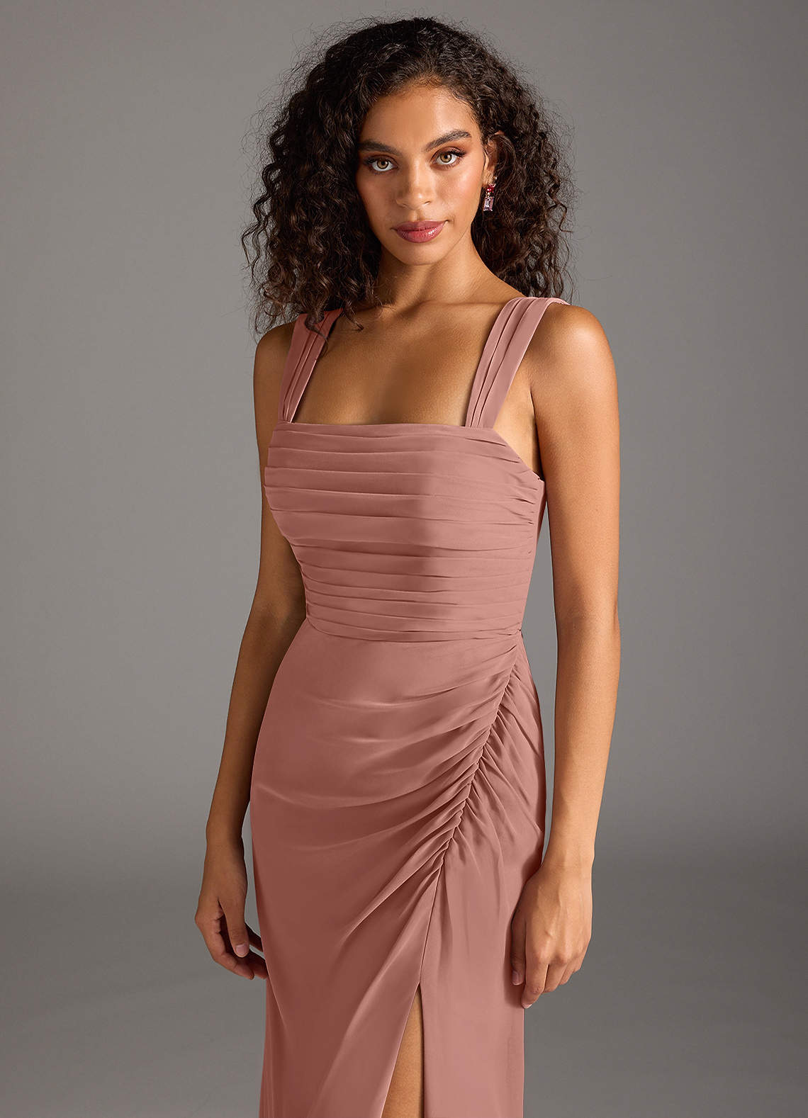 Azazie Jesaphine Bridesmaid Dresses Cedar Rose Sheath Bow Chiffon Dress image6
