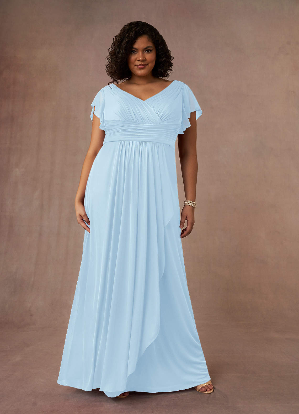 Azazie Reneya Abiti per la Madre della Sposa Abito A-Line in Maglia Plissettato Azzurro image1