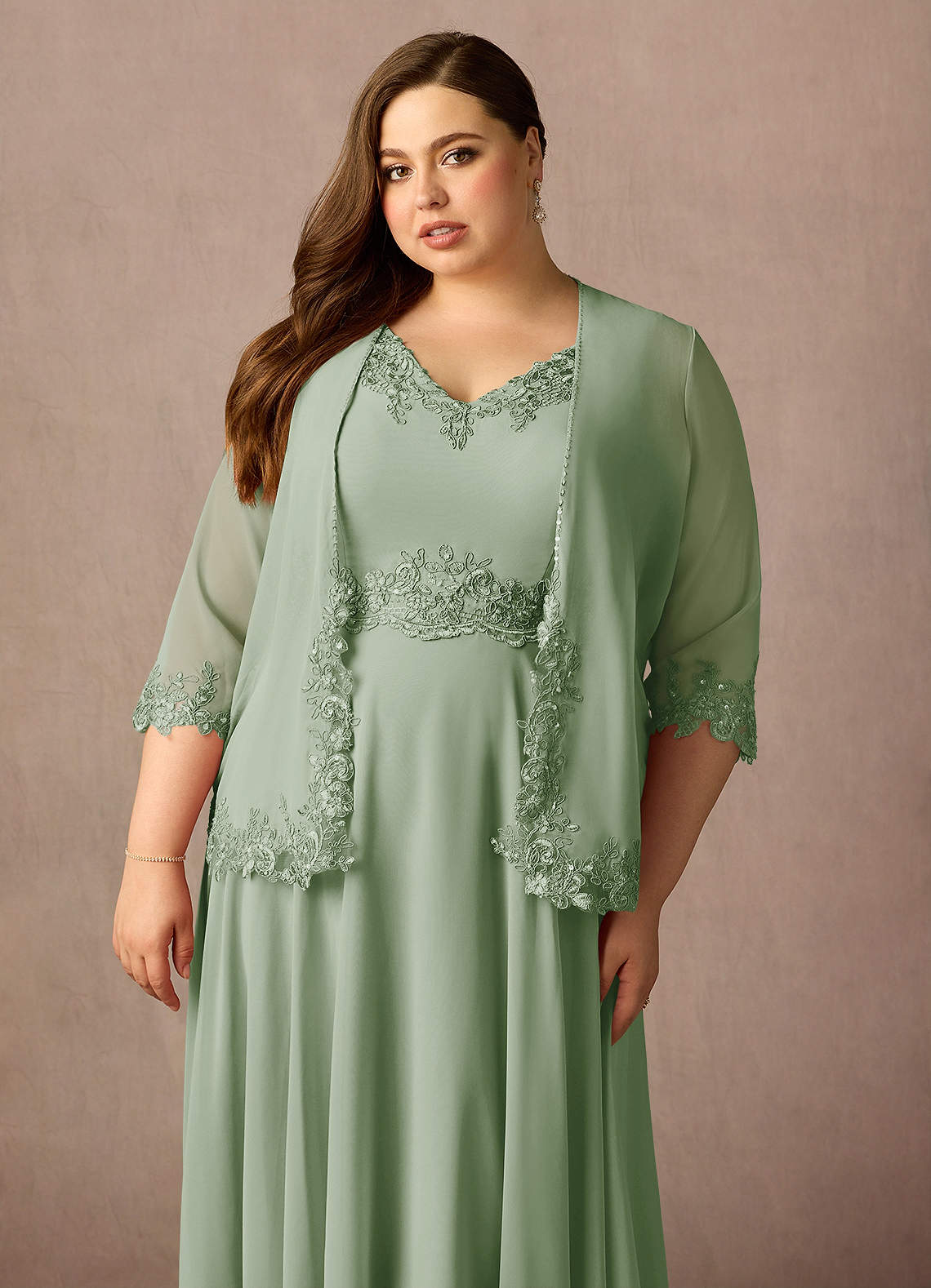 Azazie Devana Vestidos para mãe da noiva Vestido Dusty Sage de Chiffon de Linha A com Lantejoulas image13
