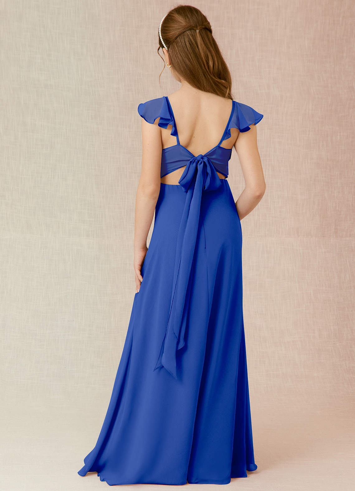 Azazie Everett Junior Royal Blue A-Line Chiffon Dress image1