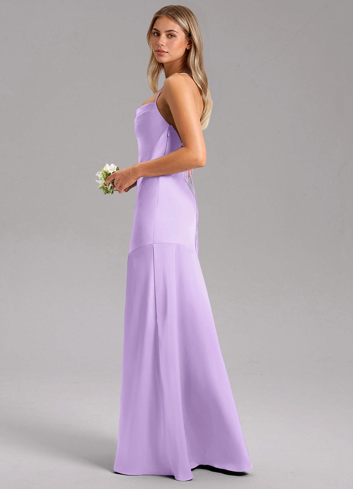 Azazie Mermaid Straight Floor-Length Stretch Satin Bridesmaid Dresses - Lilac