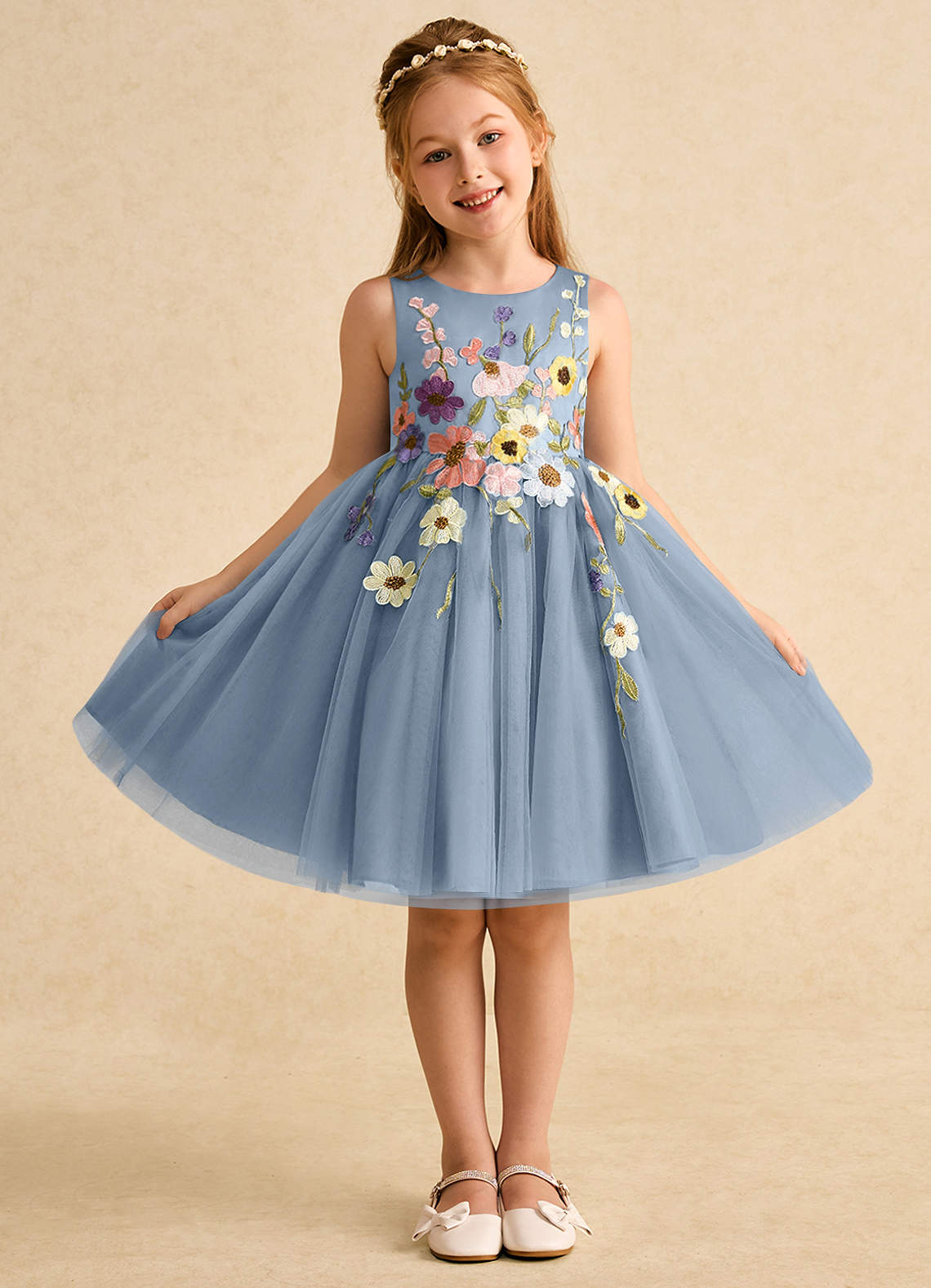 front Bow and Gliter Girls Flat Shoes