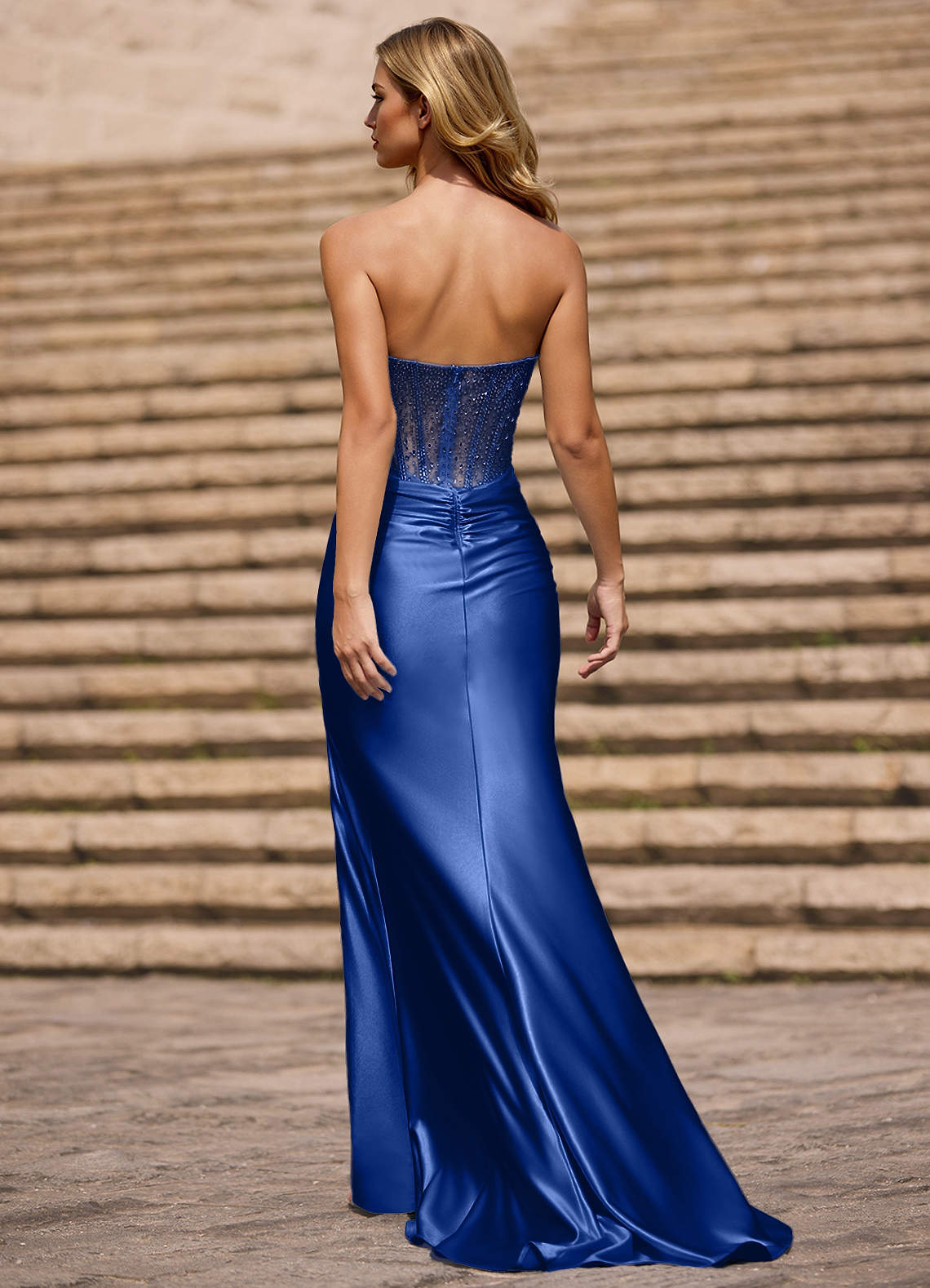 blue dress for baby girl Glitter Royal Blue Asymmetrical Tight Short Homecoming Dress VK23090510 –  Vickidress main image 0