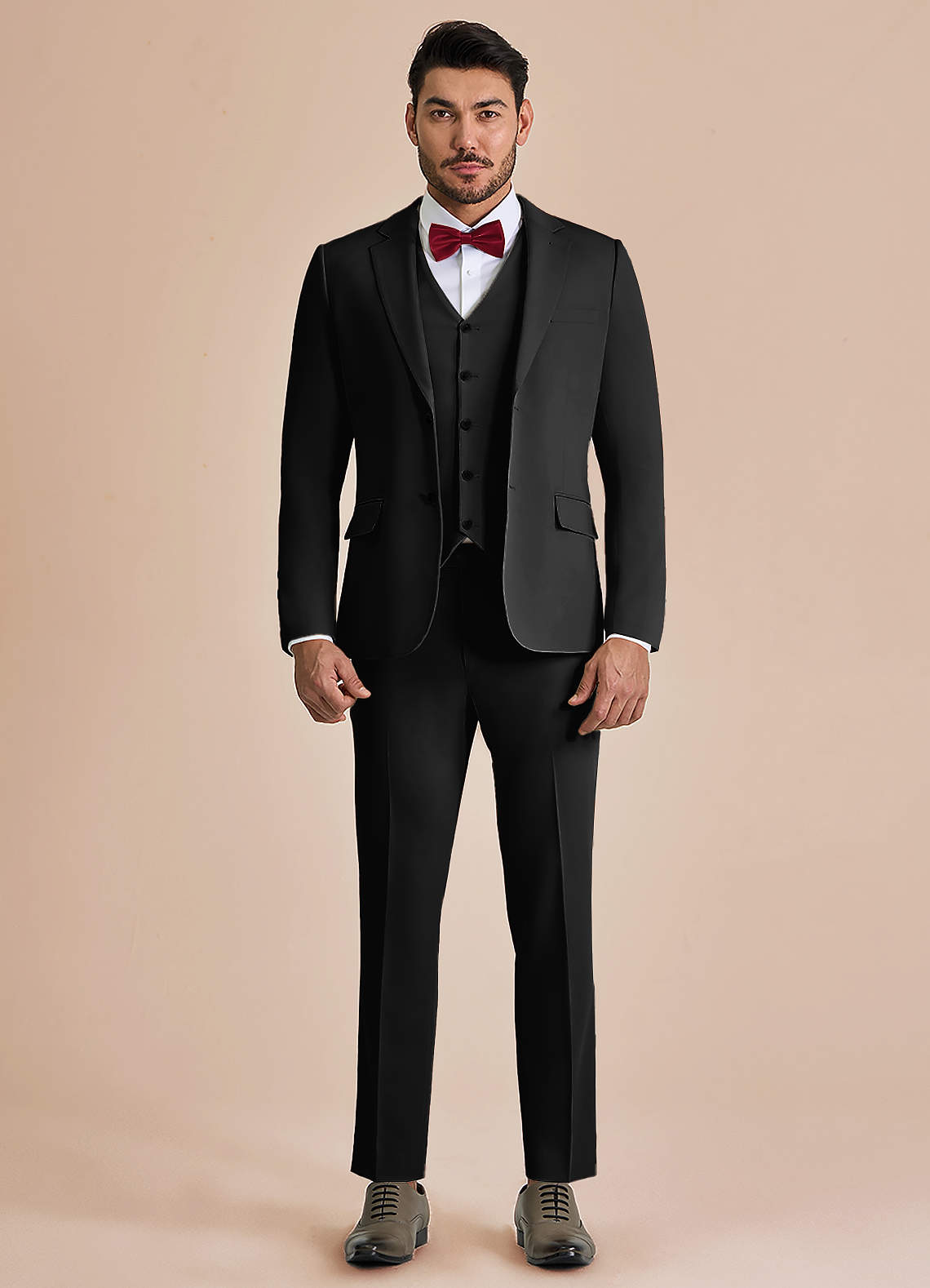 front William Negro Traje de 3 piezas