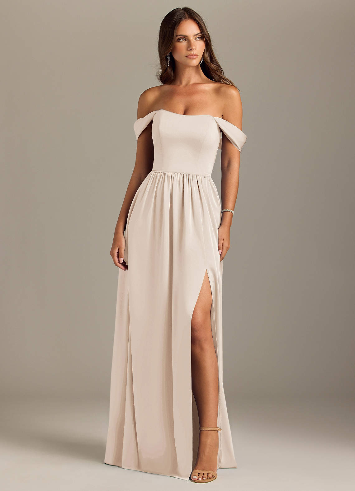azazie white alabaster bridesmaid dress Azazie Calianna
