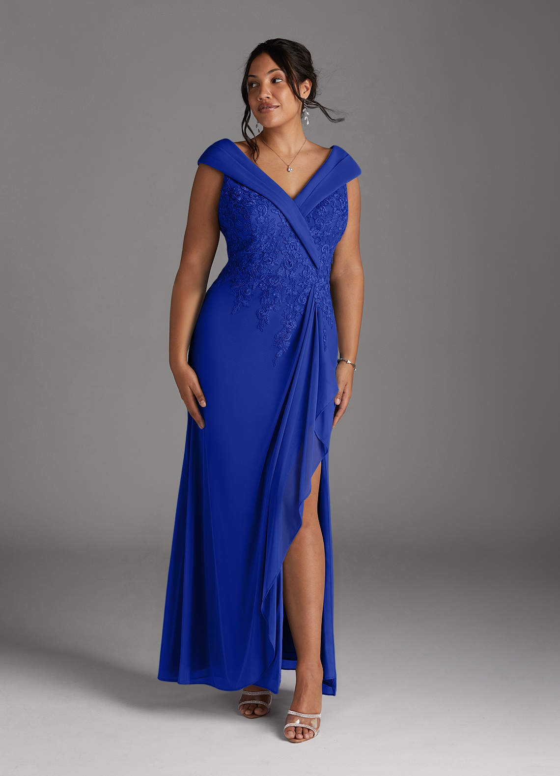Azazie Calathea Mother of the Bride Dresses Royal Blue A-Line Lace Dress image5