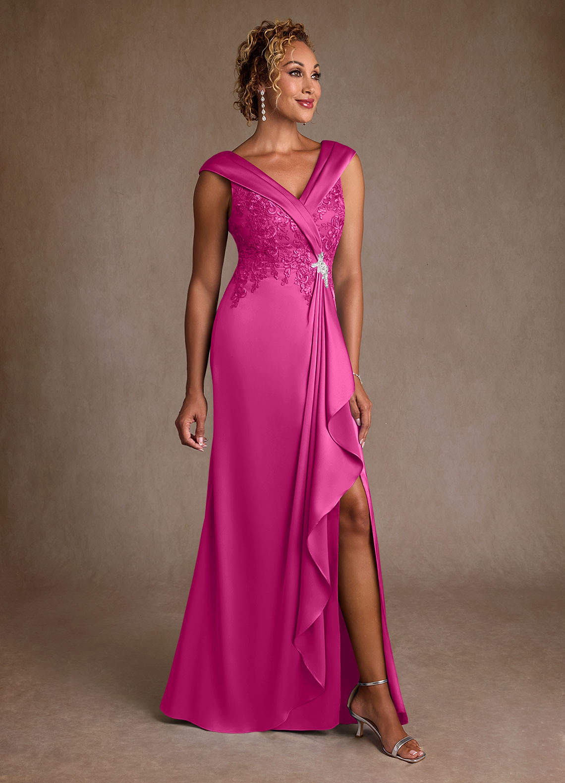 chinese dress ladies Fuchsia Elegance Lace Gown– Teuta Matoshi main image 0