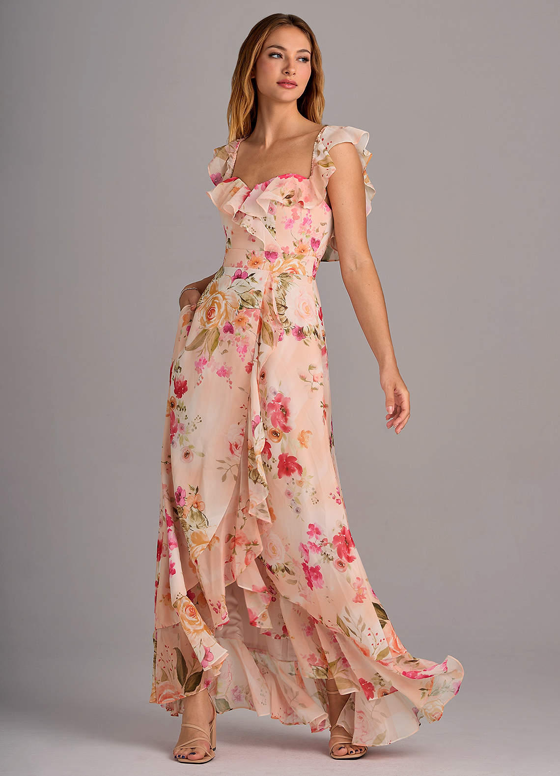Azazie Lyra Bridesmaid Dresses Abstract Bouquet Floral A-Line Chiffon Convertible Dress image4