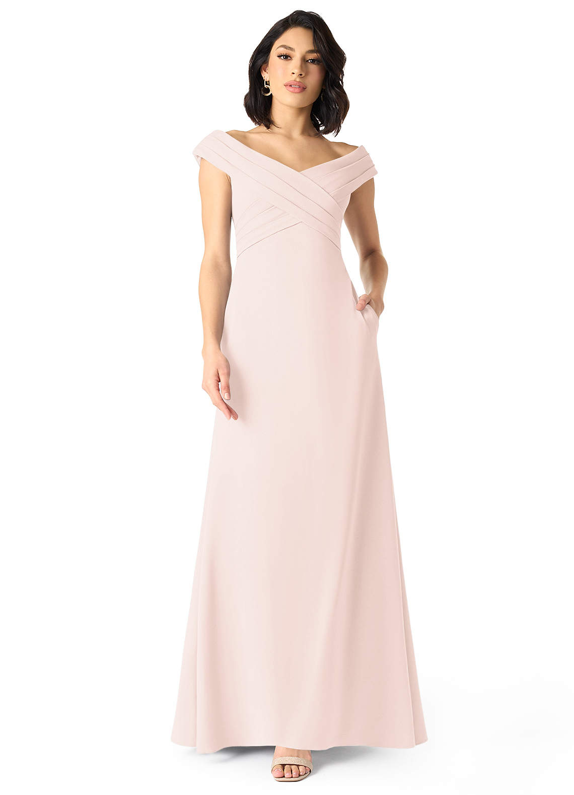 V-neck Elastic Sain A-line Newest Long Bridesmaid Dresses