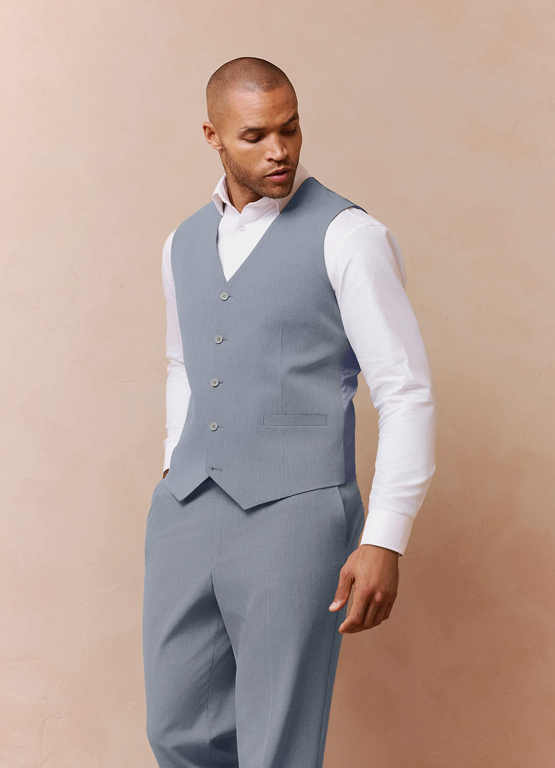 front Savile Light Blue Wool Blend Suit Vest
