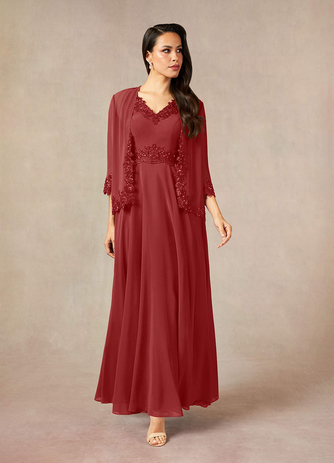 Azazie Devana Mother of the Bride Dresses Rust A-Line Sequins Chiffon Dress image1