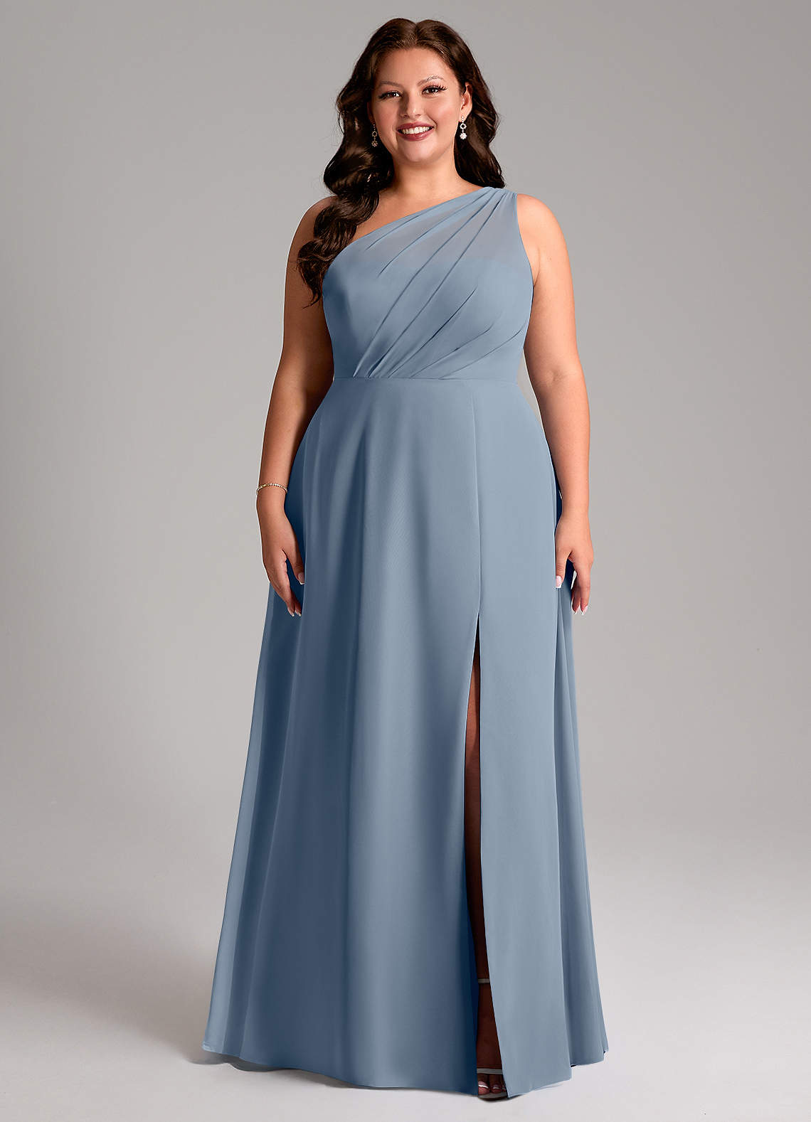 Azazie Phaedra Bridesmaid Dresses Twilight A-Line One Shoulder Chiffon Dress image1