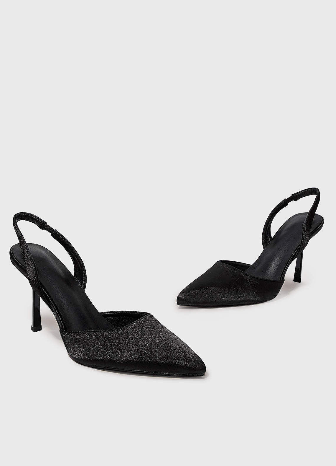 front Satin Sling-Back Pumps