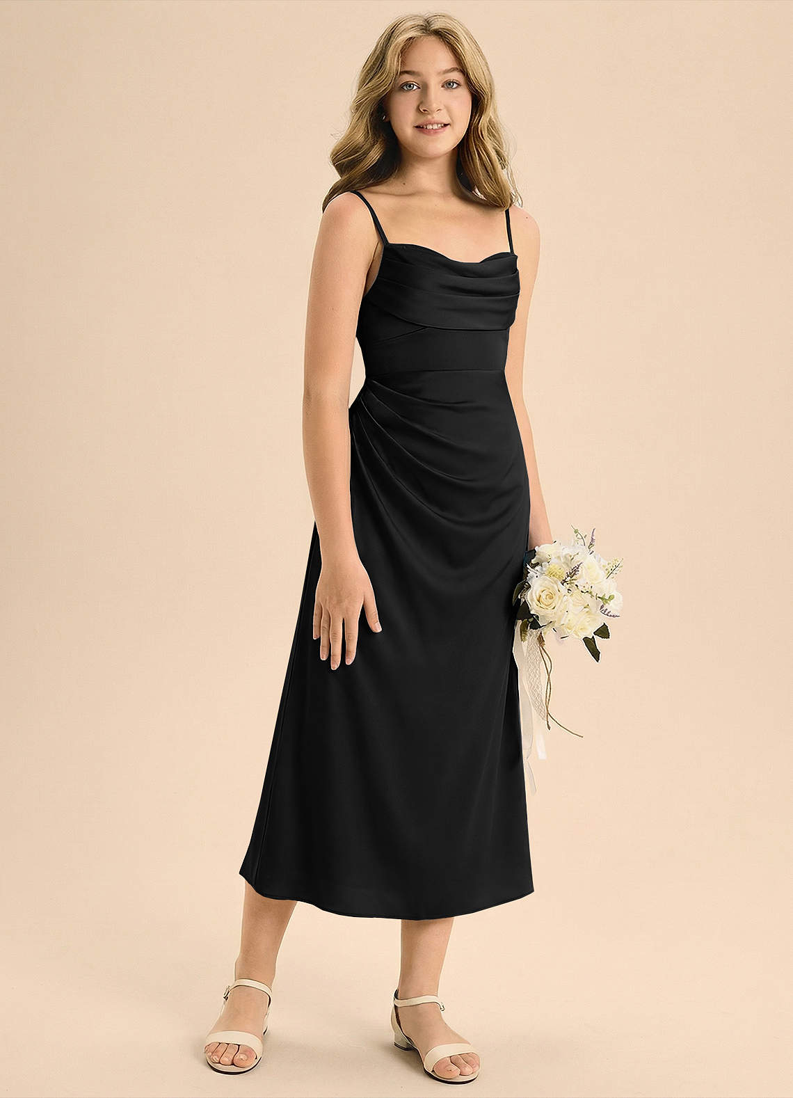 Azazie Mai Junior Klä av Tubklänning i Stretch Satin Plisserad image4