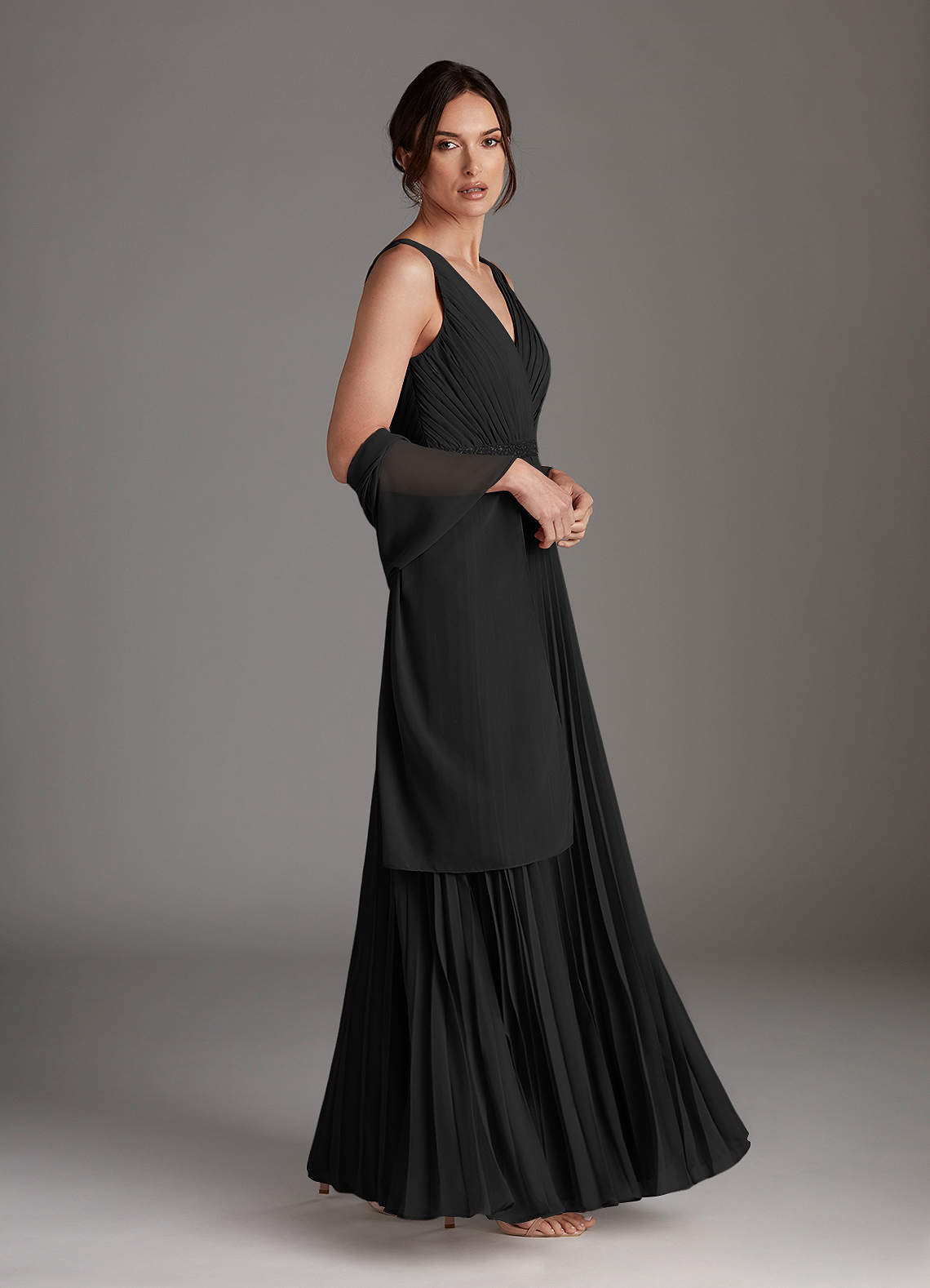 スーツ・フォーマル・ドレス akisa Azazie Kris Black A-Line Sequins Chiffon Dress | Azazie
