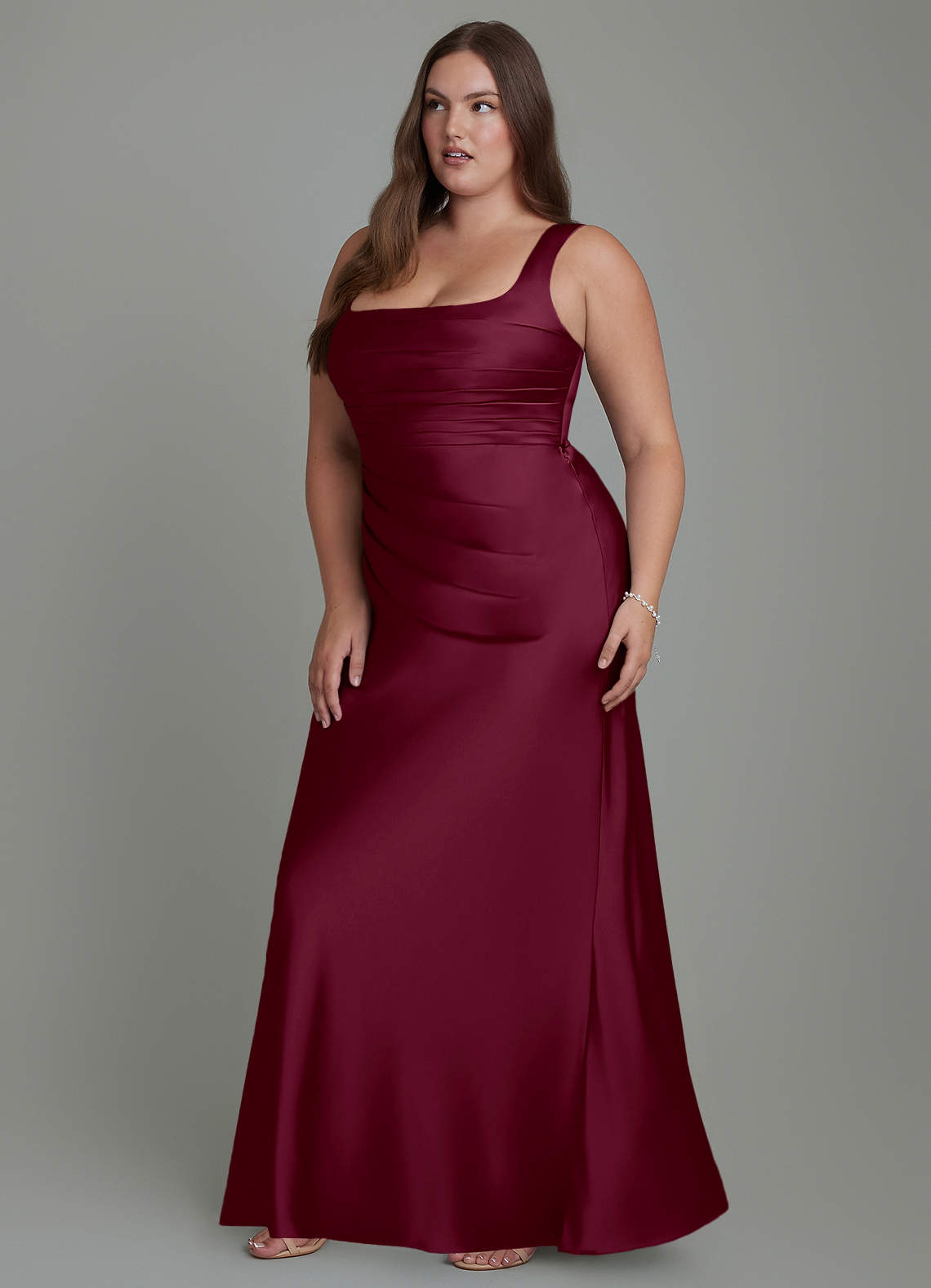 Azazie Agustina Bridesmaid Dresses Mulberry Mermaid Corset Stretch Satin Dress image10
