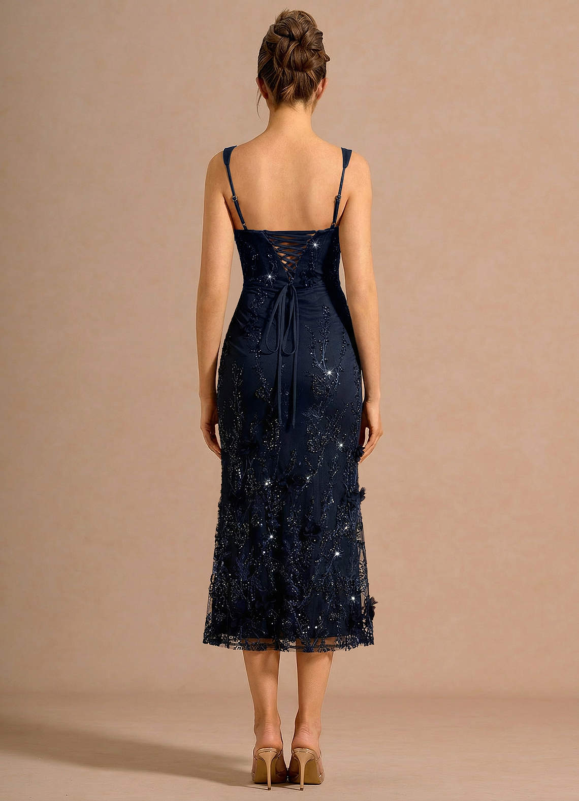 Zarelle Navy Midi Dress | Azazie