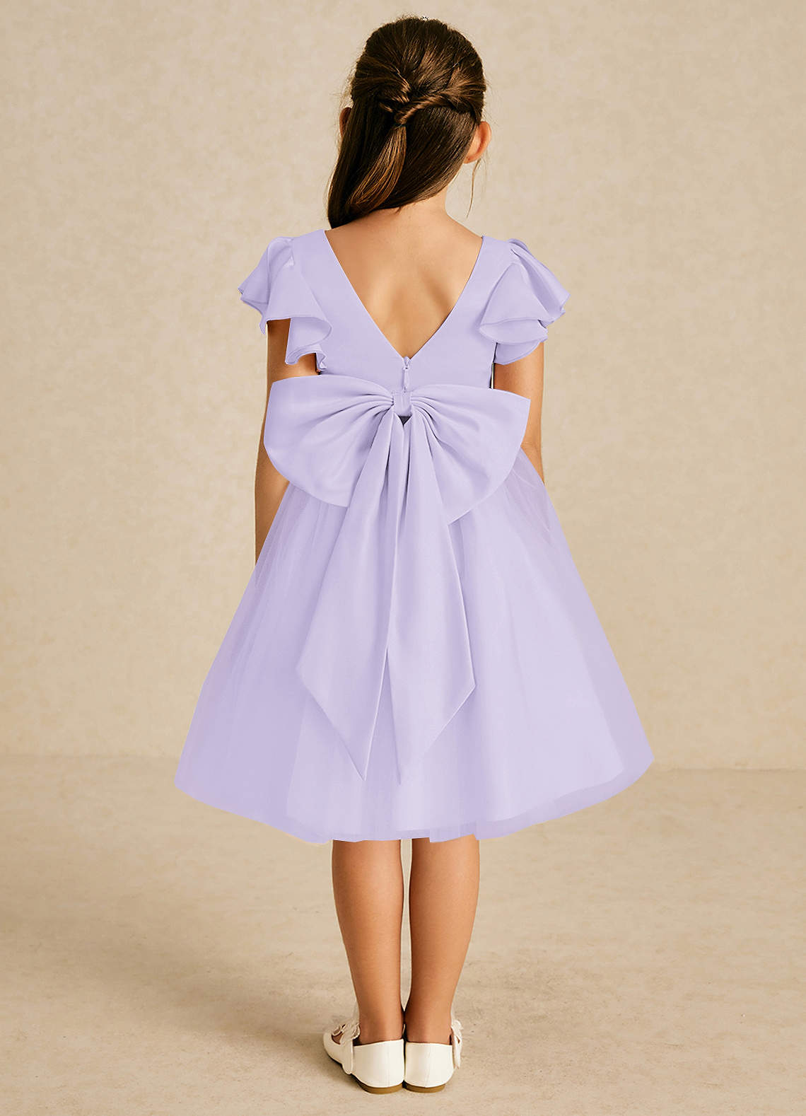 Azazie Kaeya Flower Girl Dresses Lilac A-Line Bow Tulle Dress image1