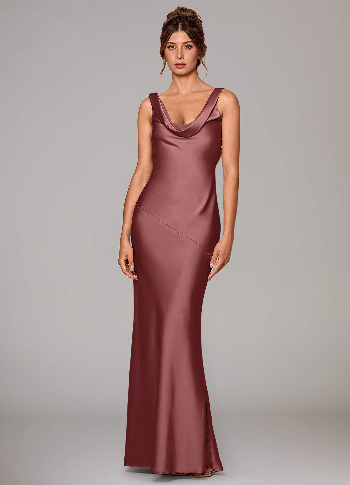 Azazie Rylina Bridesmaid Dresses Amethyst Mermaid Stretch Satin Dress image1