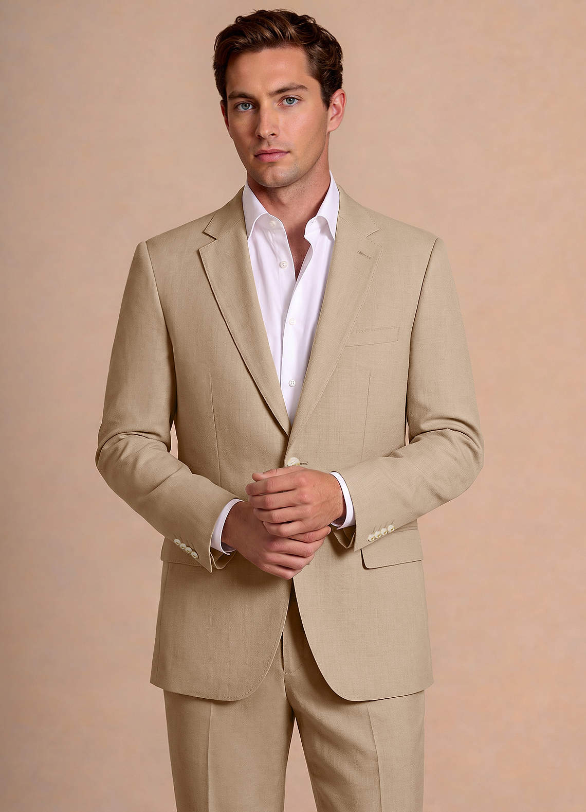 front Bennett Tan Wool Blend Suit Jacket