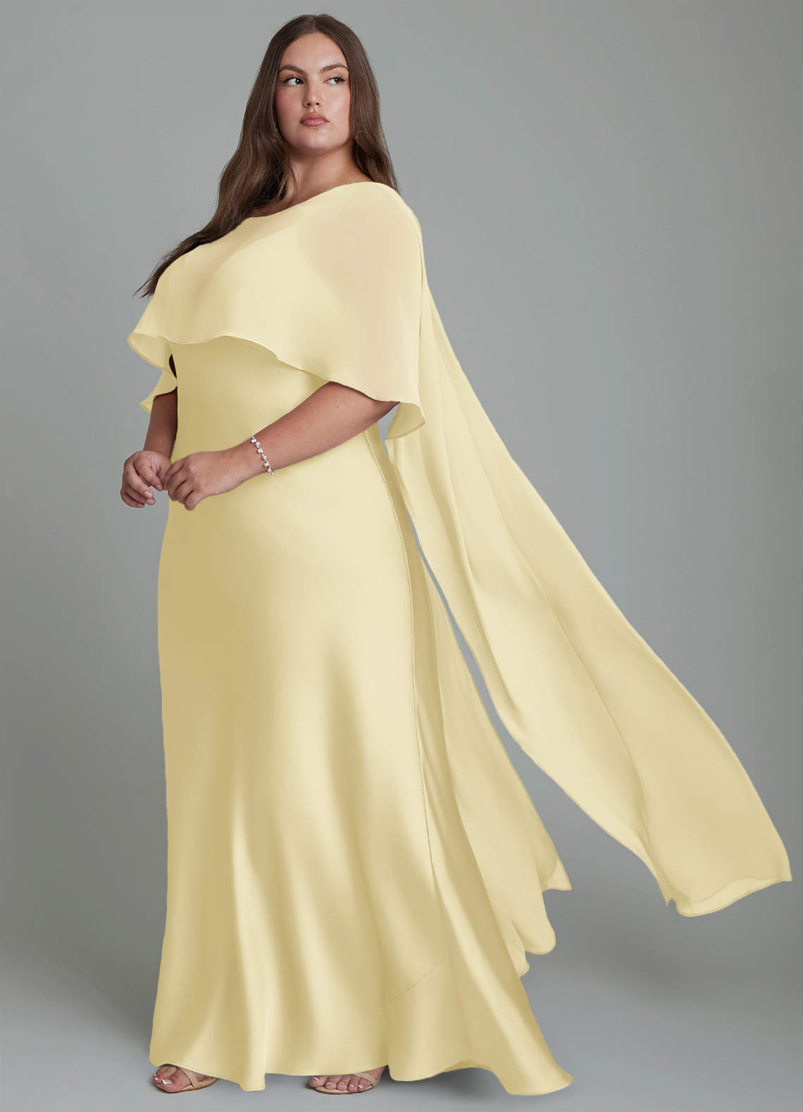 Azazie Stefania Bridesmaid Dresses Lemon Sorbet A-Line Stretch Satin Dress image9