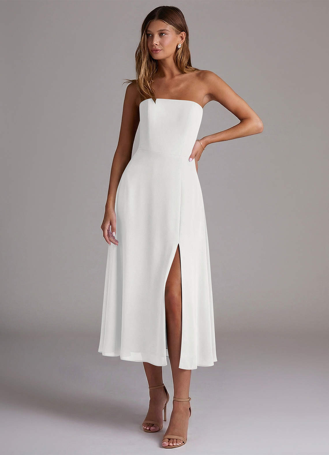 Azazie Wren White Chiffon Bridesmaid Dresses | Azazie