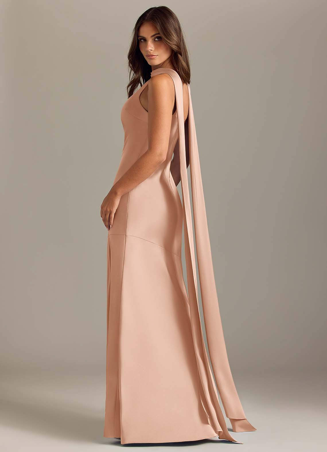 rose gold backless dress Azazie Kinsley Stretch Satin Bridesmaid Dresses Color:Sapphire Make sure you order Light Blue Satin Long group-DHD10020