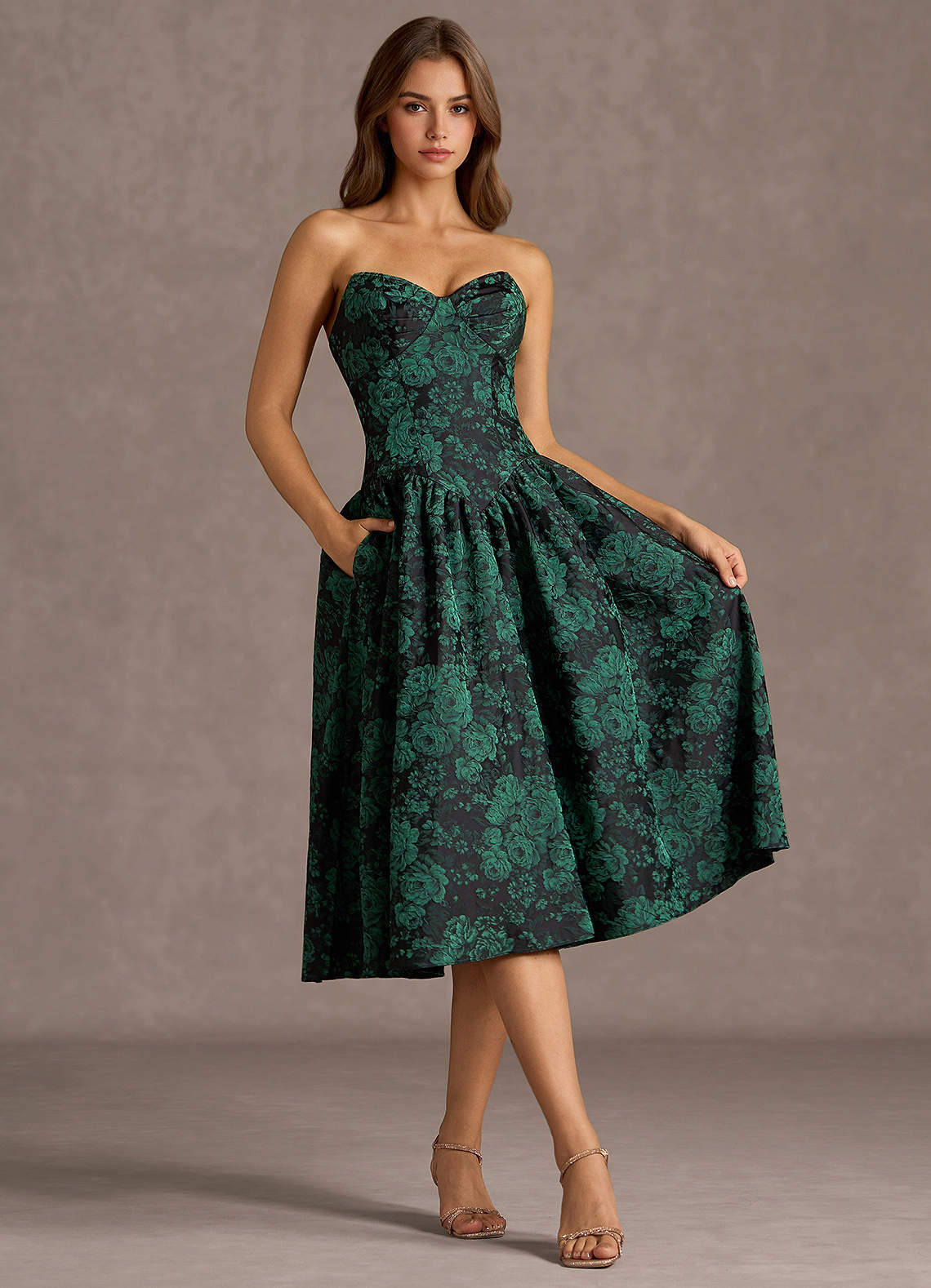 Vestido Esmeralda Negra Midi Aurora image1
