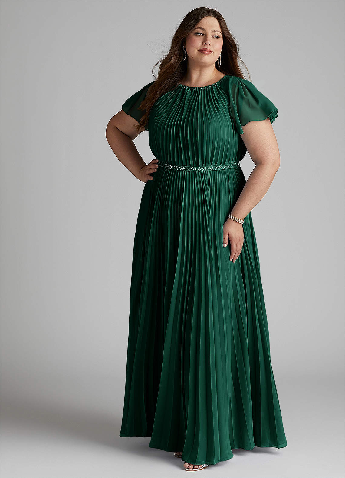 Azazie Kara Modest Bridesmaid Dresses A-Line Pleated Chiffon Floor-Length Dress image15