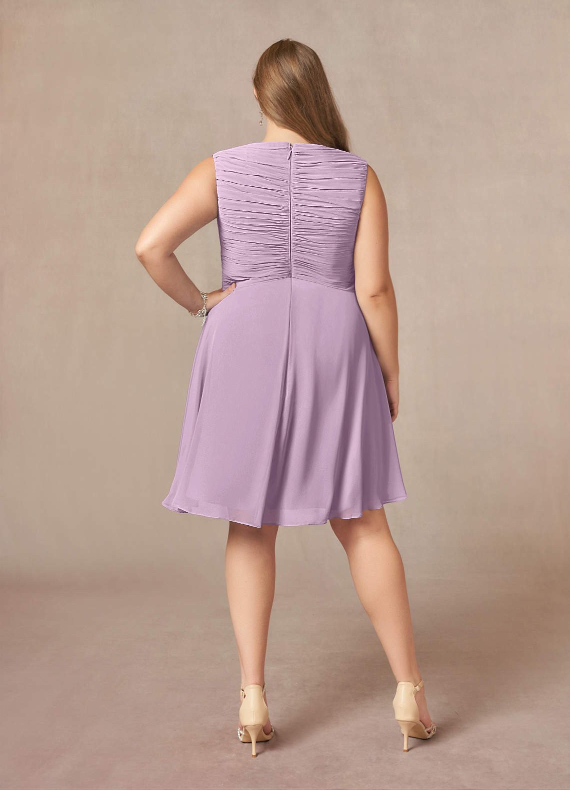 Azazie Theron Mother of the Bride Dresses Wisteria A-Line V-Neck Pleated Chiffon Dress image6